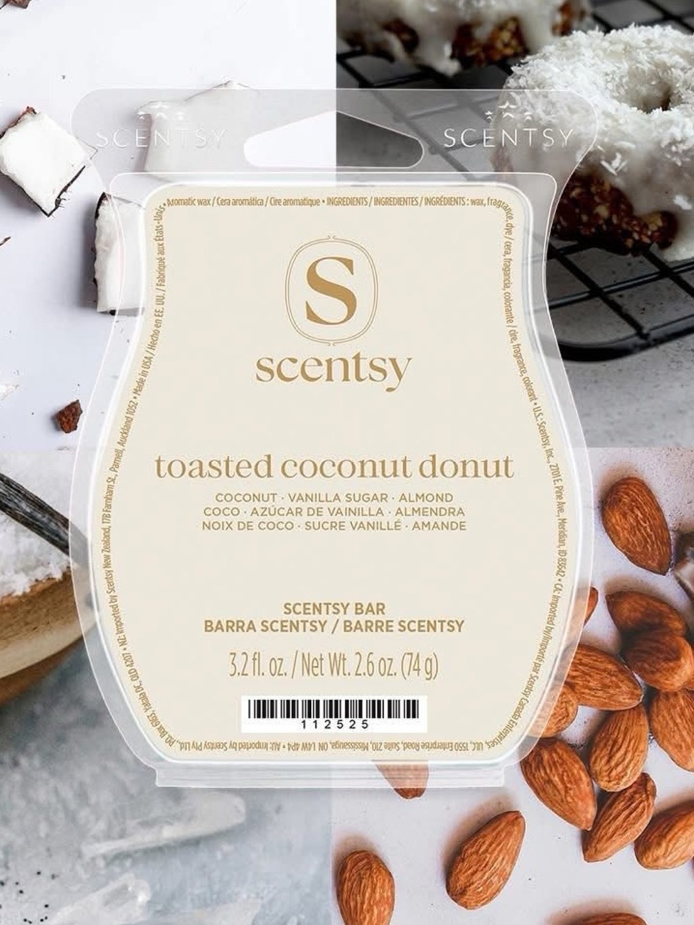 Scentsy 🍩 3 Pack • Toasted Coconut Donut Wax Bar 🍩 OH SO SWEET Collection